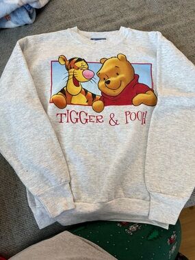 Vintage Disney Winnie The Pooh & Tigger Crewneck Sweatshirt 14/16 Gray Pullover